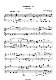 Ноты, аккорды Дмитрий Шостакович - Прелюдия Си-бемоль минор, op.34 №16