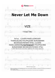Ноты, аккорды VIZE, Tom Gregory - Never Let Me Down