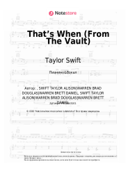 Ноты, аккорды Taylor Swift, Keith Urban - That’s When (From The Vault)