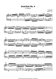 Ноты, аккорды Иоганн Себастьян Бах - Инвенция № 4 ре минор, BWV 775