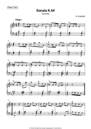 Ноты, аккорды Доменико Скарлатти - Соната для клавишных ре минор, K.64