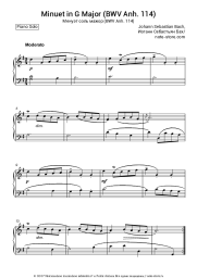 Ноты, аккорды Иоганн Себастьян Бах - Менуэт соль мажор (BWV Anh. 114)