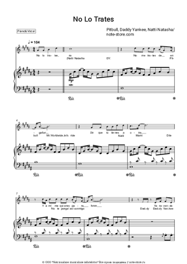 Ноты, аккорды Pitbull, Daddy Yankee, Natti Natasha - No Lo Trates