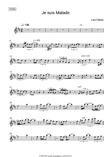 Ноты, аккорды Lara Fabian - Je suis Malade