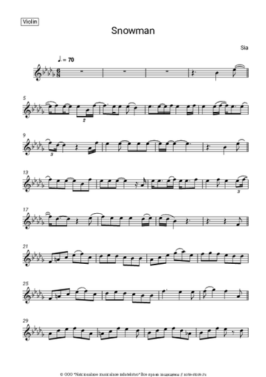 Ноты, аккорды Sia - Snowman