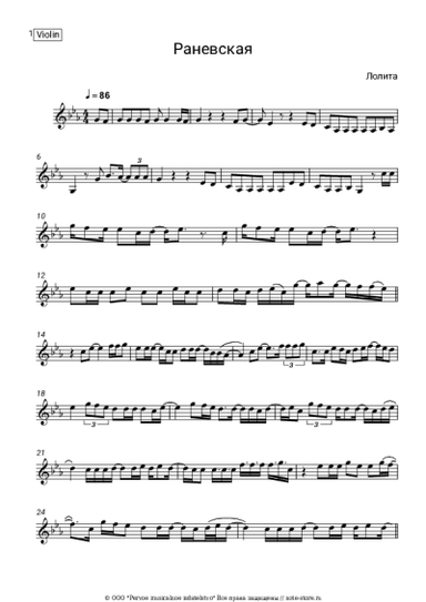 Ноты, аккорды Лолита - Раневская