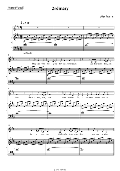 Ноты, аккорды Alex Warren - Ordinary