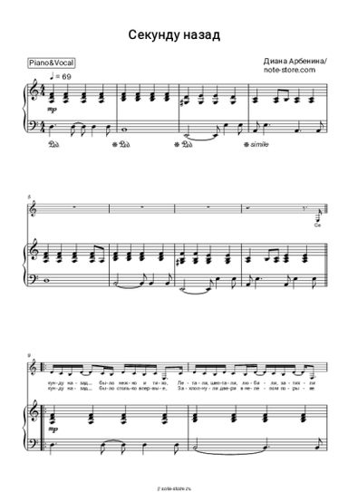 Ноты, аккорды Диана Арбенина, Ночные Снайперы - Секунду назад