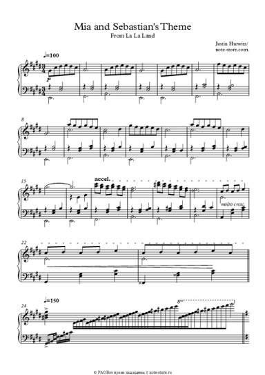 Ноты, аккорды Justin Hurwitz - Mia And Sebastian's Theme