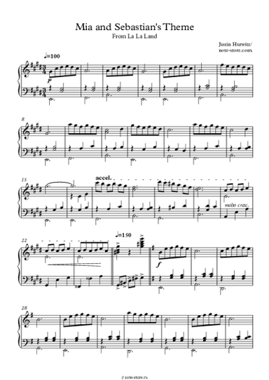 Ноты, аккорды Justin Hurwitz - Mia And Sebastian's Theme