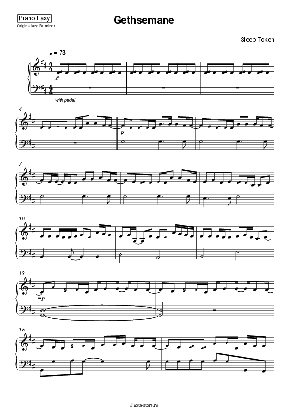 Лёгкие ноты Sleep Token - Gethsemane скачать - Пианино.Easy