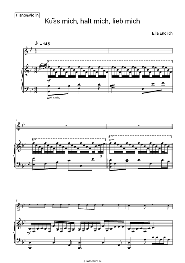 Ноты Ella Endlich - Kuss mich, halt mich, lieb mich скачать - Пианино&Скрипка