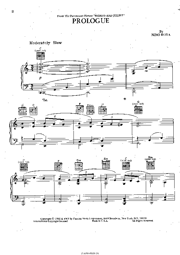 Ноты Nino Rota - Prologue and Fanfare for the Prince скачать - Пианино.Соло