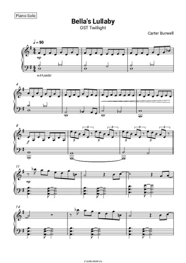 Ноты, аккорды Carter Burwell - Bella's Lullaby (OST Twilight)