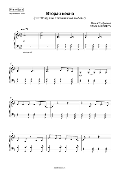 Ноты, аккорды Женя Трофимов, NANSI & SIDOROV - Вторая весна (OST 'Ландыши. Такая нежная любовь')
