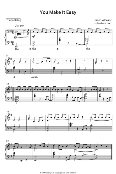 Ноты, аккорды Jason Aldean - You Make It Easy