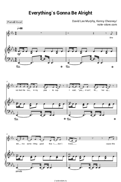 Ноты, аккорды Kenny Chesney, David Lee Murphy - Everything's Gonna Be Alright