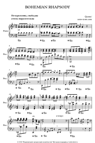 Ноты, аккорды Queen - Bohemian Rhapsody