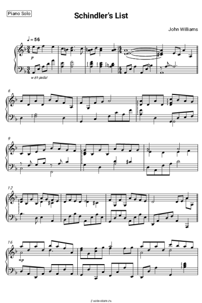 Ноты, аккорды John Williams - Schindler's List