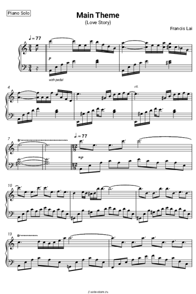 Ноты, аккорды Francis Lai - Main Theme (Love Story)