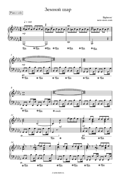 Ноты, аккорды Eighteen - Земной шар