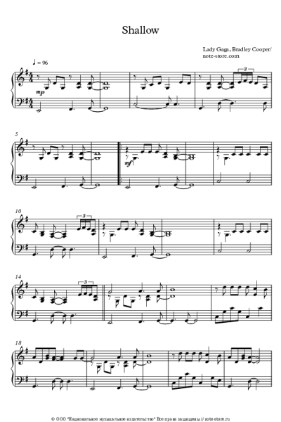Ноты, аккорды Lady Gaga, Bradley Cooper - Shallow (From A Star Is Born)