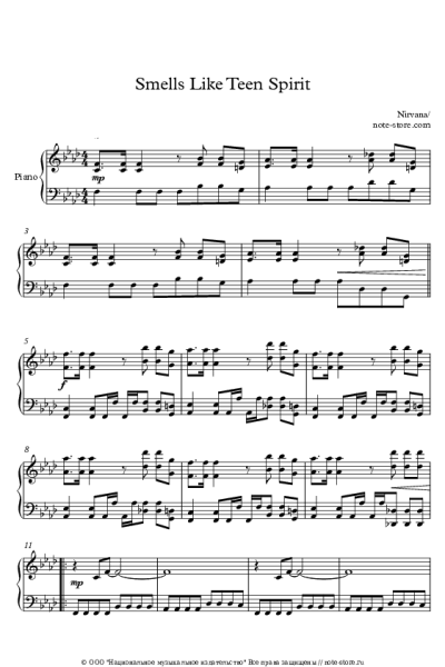 Ноты, аккорды Nirvana - Smells Like Teen Spirit