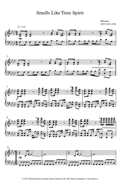 Ноты, аккорды Nirvana - Smells Like Teen Spirit
