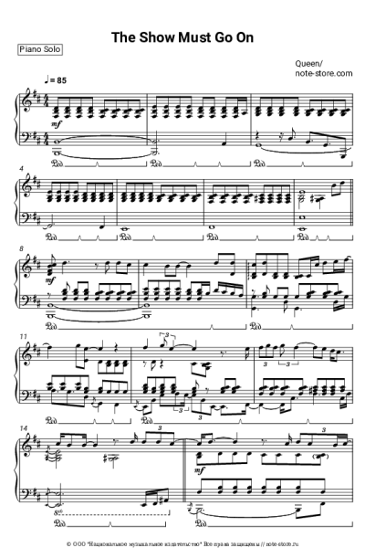 Ноты, аккорды Queen - The Show Must Go On