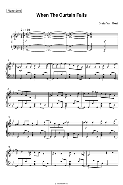 Ноты, аккорды Greta Van Fleet - When The Curtain Falls