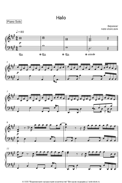 Ноты, аккорды Beyonce - Halo