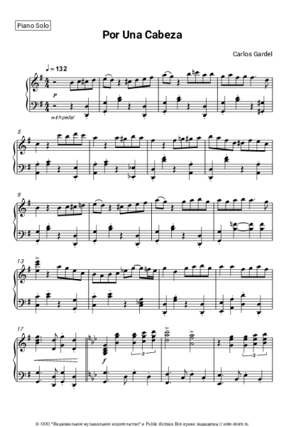 Ноты, аккорды Carlos Gardel - Por una cabeza
