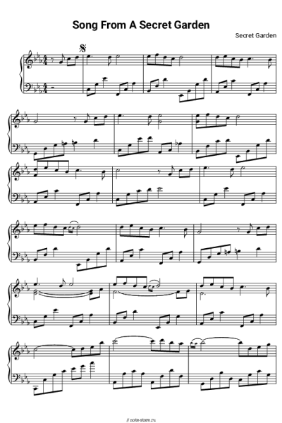 Ноты, аккорды Secret Garden - Songs From A Secret Garden