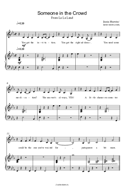 Ноты, аккорды Emma Stone - Someone In The Crowd