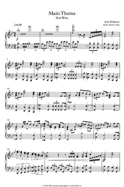 Ноты, аккорды John Williams - Star Wars (Main Theme)