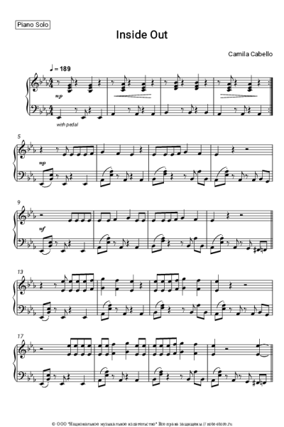 Ноты, аккорды Camila Cabello - Inside Out