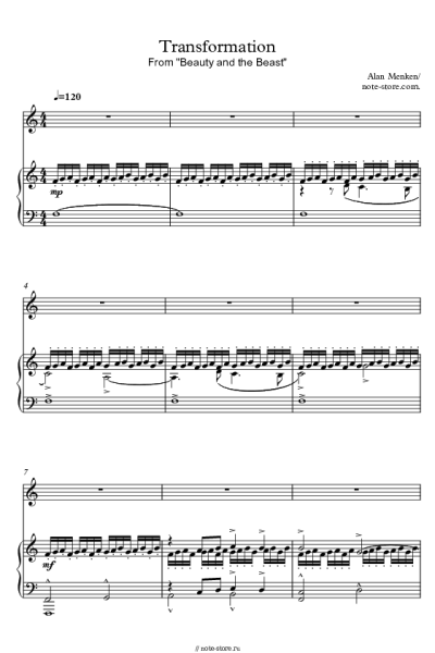 Ноты, аккорды Alan Menken - Transformations