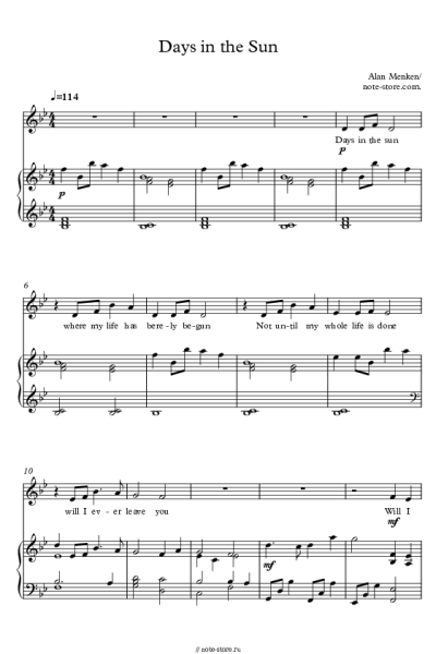 undefined Alan Menken - Days In The Sun