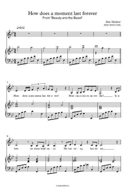 Ноты, аккорды Alan Menken - How Does A Moment Last Forever