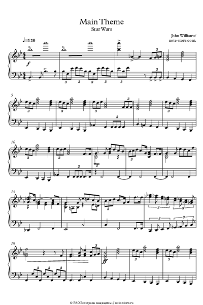 Ноты, аккорды John Williams - Star Wars (Main Theme)