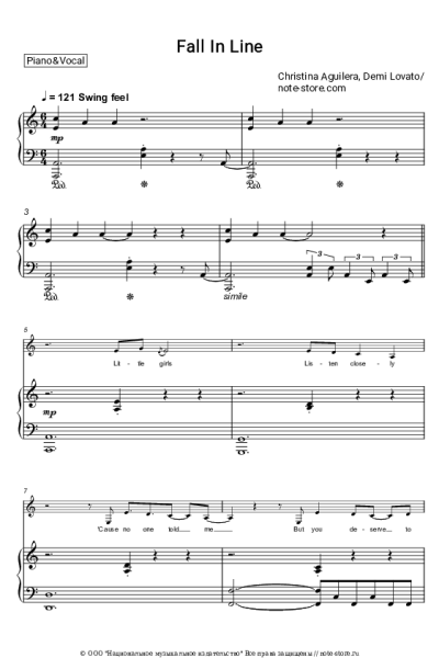 Ноты, аккорды Demi Lovato, Christina Aguilera - Fall In Line