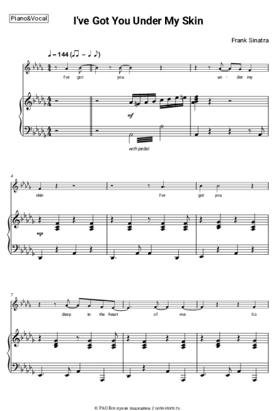 Ноты, аккорды Frank Sinatra - I've Got You Under My Skin