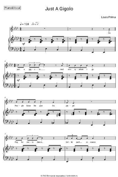 Ноты, аккорды Louis Prima - Just a Gigolo