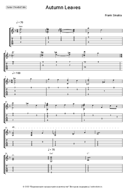 Ноты, аккорды Frank Sinatra - Autumn Leaves