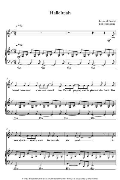 Ноты, аккорды Leonard Cohen - Hallelujah