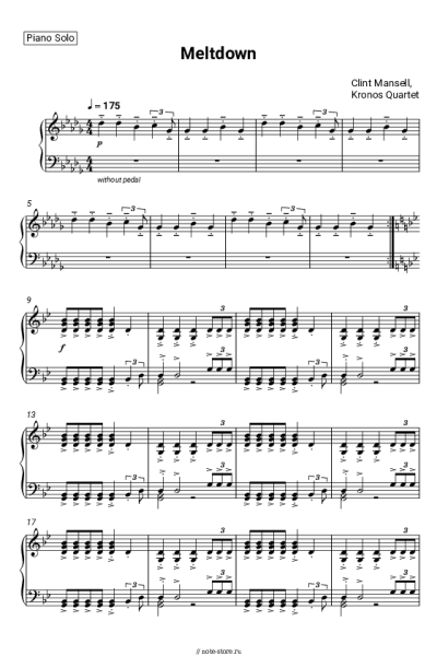 Ноты, аккорды Clint Mansell, Kronos Quartet - Meltdown