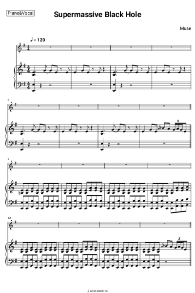 Ноты, аккорды Muse - Supermassive Black Hole
