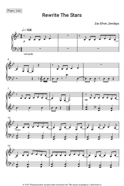 Ноты, аккорды Zac Efron, Zendaya - Rewrite The Stars