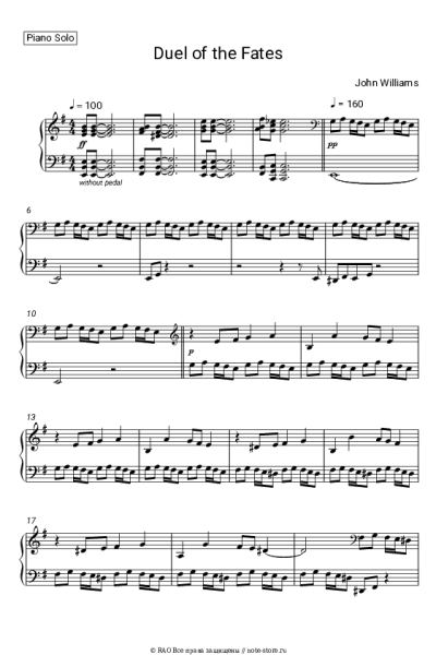 Ноты, аккорды John Williams - Duel of the Fates