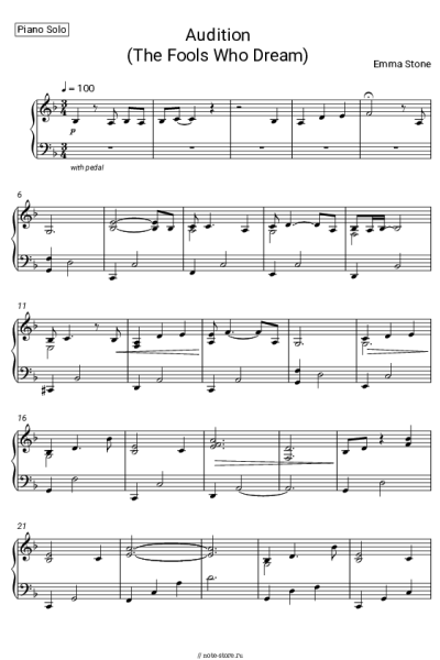 Ноты, аккорды Emma Stone - Audition (The Fools Who Dream)